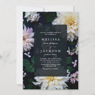 Moody Dahlia Floral Faire-part de mariage