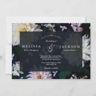Moody Dahlia Floral Faire-part de mariage