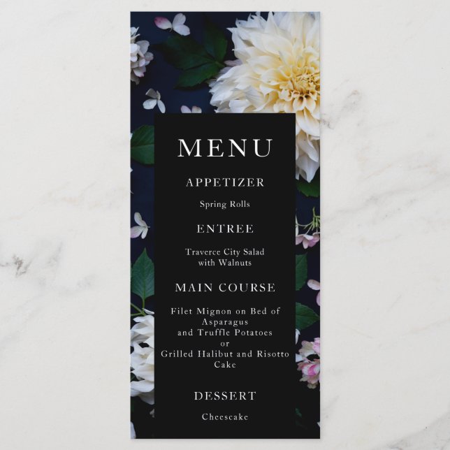 Moody Dahlia Floral menu Mariage (Devant)