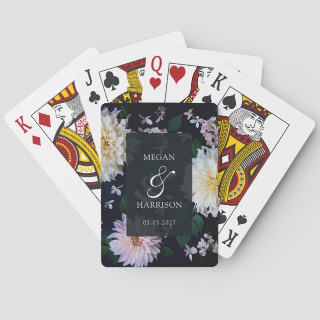 Moody Dahlia Floral Playing Cards (Back)