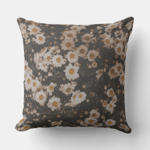 Moody Daisy Drift Throw Pillow