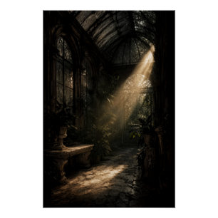 Moody Dark Academia Conservatory Sunbeam Poster