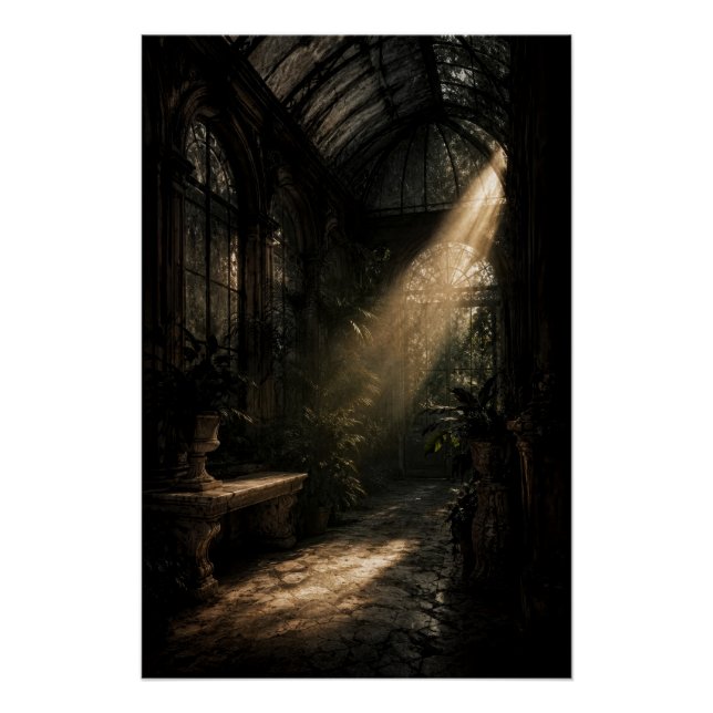 Moody Dark Academia Conservatory Sunbeam Poster (Front)