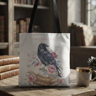 Moody Dark Academia Gothic Raven Tote Bag