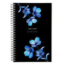 Moody Dark Blue Floral Elopement Vow Book