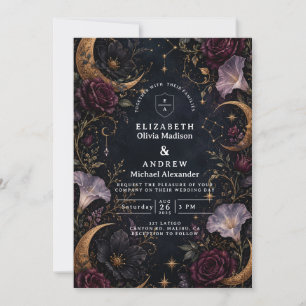 Moody Dark Celestial Wedding Invitation