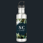 Moody dark floral modern elegant personalized 710 ml water bottle<br><div class="desc">Moody dark painted florals and foliage modern elegant stylised on trend design. Space to personalized with name and initials.</div>
