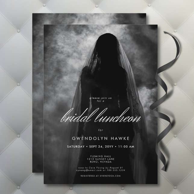 Moody Dark Ghost Bride in Mist Bridal Luncheon Invitation (Moody Dark Ghost Bride in Mist Bridal Shower Invitation)