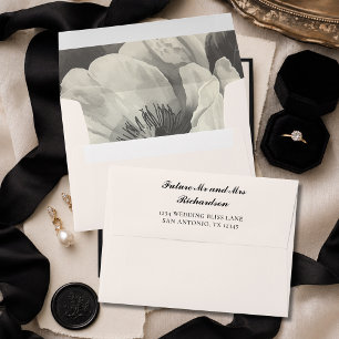 Moody Dark Ivory Floral Elegant Old Money Wedding  Envelope