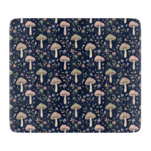 Moody Dark Navy Fungi Dark Academia Kitchen Gift Cutting Board