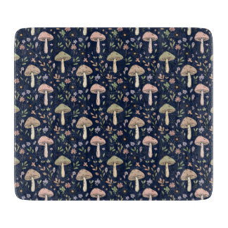 Moody Dark Navy Fungi Dark Academia Kitchen Gift Cutting Board