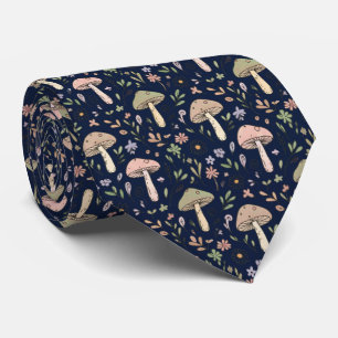Moody Dark Navy Fungi   Formal Wedding Groomsmen Tie