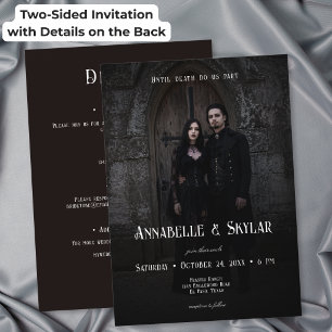 Moody Dark Romance Gothic Photo Two Sided Wedding Invitation