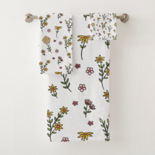 Moody Dark Victorian Botanical Floral Pattern Bath Towel Set