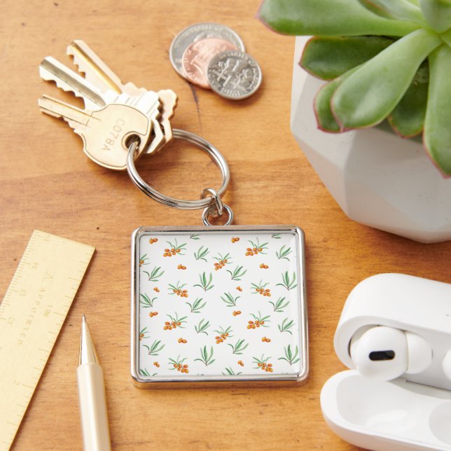 Moody Dark Victorian Botanical Floral Pattern Keychain (Desk)