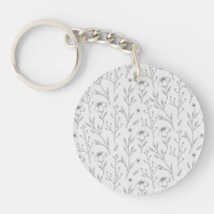 Moody Dark Victorian Botanical Floral Pattern Keychain