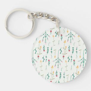 Moody Dark Victorian Botanical Floral Pattern Keychain