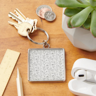 Moody Dark Victorian Botanical Floral Pattern Keychain