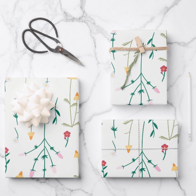 Moody Dark Victorian Botanical Floral Pattern Wrapping Paper Sheet (Front)