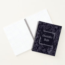 Moody Deep Navy Blue Floral Pattern bullet journal