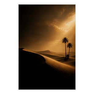 Moody Desert Dunes & Palms Poster