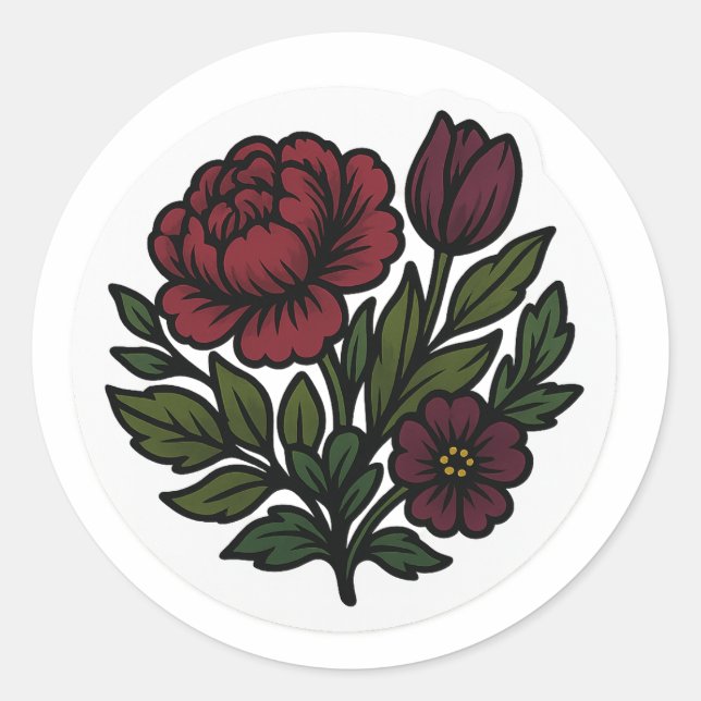 Moody Dutch Floral Sticker (Front)