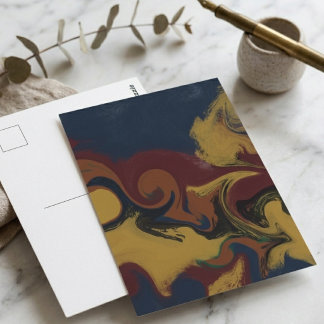 Moody Earth Tone Fluid Abstract Swirls Postcard