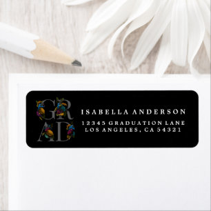 MOODY ELEGANT FLORAL GRAD RETURN ADDRESS LABELS