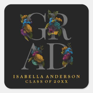 MOODY ELEGANT FLORAL GRADUATION STICKER