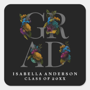 MOODY ELEGANT FLORAL GRADUATION STICKER