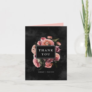 Moody Elegant Pink   Floral Bouquet   Thank You Card
