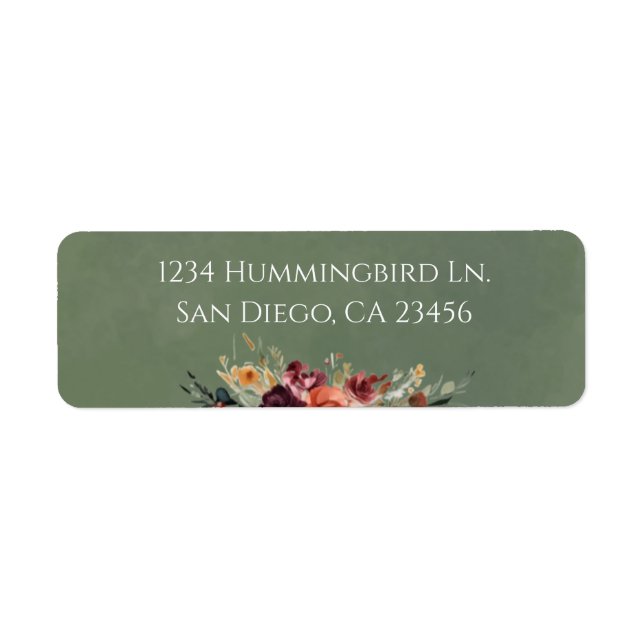 Moody Fall Floral Bouquet Return Address Label (Front)