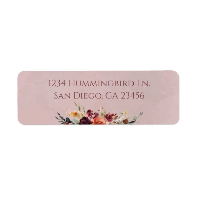 Moody Fall Floral Bouquet Return Address Label (Front)