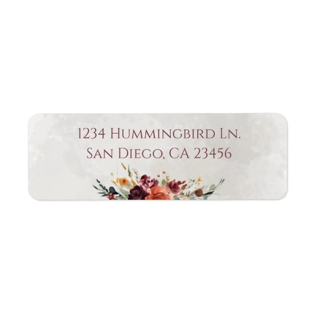 Moody Fall Floral Bouquet Return Address Label (Front)