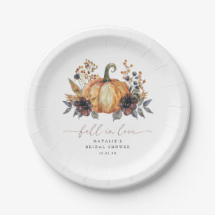 Moody Fall Floral Bridal Shower Paper Plate