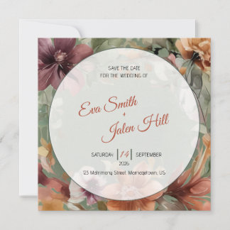 Moody Fall Floral Save the Date Card