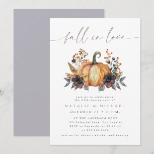 Moody Fall Floral Wedding Anniversary Invitation