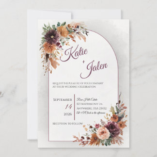 Moody Fall Floral Wedding Invitation