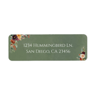 Moody Fall Floral Wedding Return Address Label