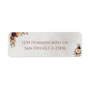 Moody Fall Floral Wedding Return Address Label