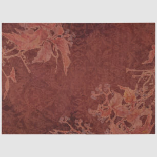 Moody Fall Leaves Dark Terracotta Red Burgundy Art Tissue Paper