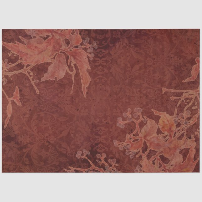 Moody Fall Leaves Dark Terracotta Red Burgundy Art Tissue Paper (Front)