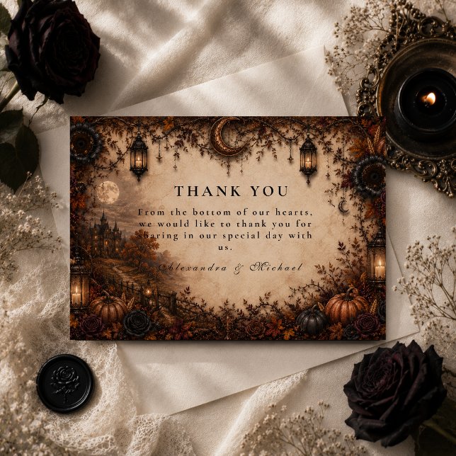 Moody Fall Romance Wedding Thank You Card (Creator Uploaded)