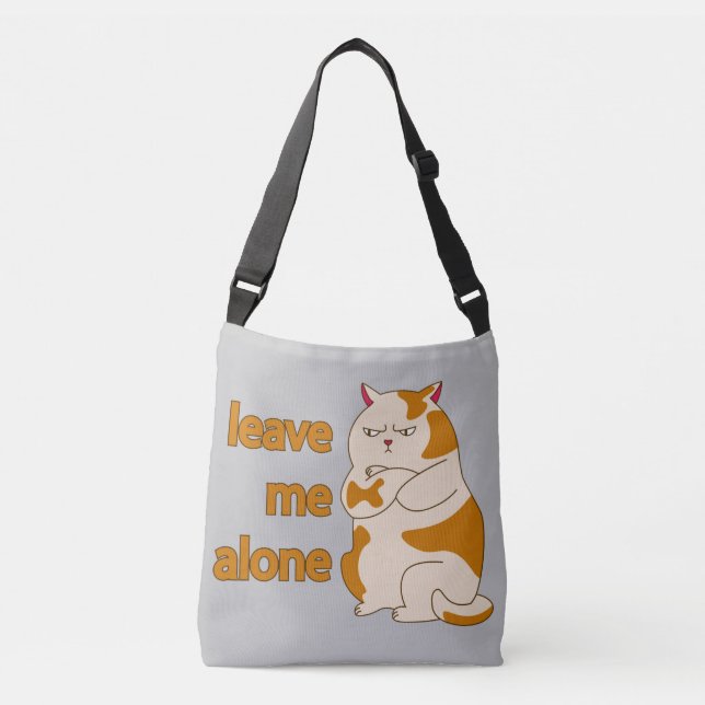 Moody fat cat leave me alone  crossbody bag (Front)