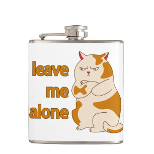 Moody fat cat leave me alone   hip flask