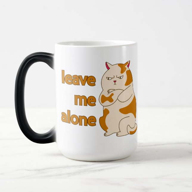 Moody fat cat leave me alone magic mug (Left)