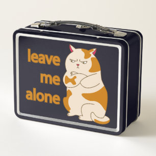 Moody fat cat leave me alone metal lunch box