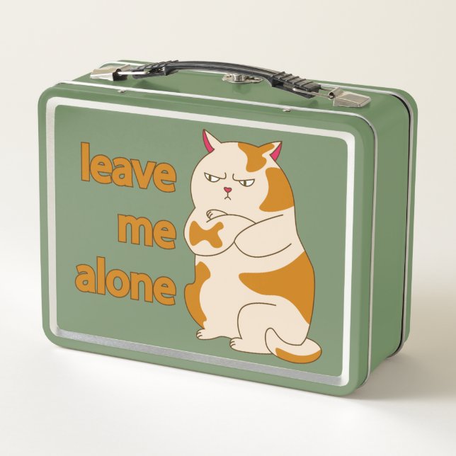 Moody fat cat leave me alone metal lunch box (Back)