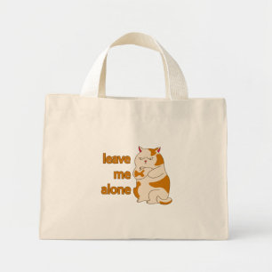 Moody fat cat leave me alone mini tote bag
