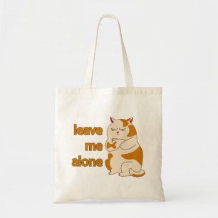 Moody fat cat leave me alone tote bag